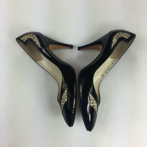 Vintage D’Antonio Luxury High Heels Size 6.5 N Black Cream Pointed Toe Pumps - Picture 4 of 10